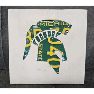 Michigan State University License Plate Sign Decor Handmade Spartan Spartie